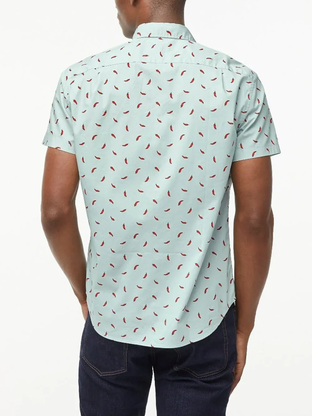 NWT J. Crew Size Large Gray Short Sleeve Slim Hot Chili Pepper Print Shirt NEW